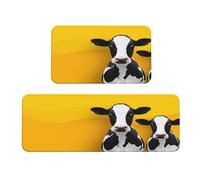 Woshuwo Set di 2 tappeti da cucina con due mucche, antiscivolo, tappetino, tappeto, lavanderia, cucina, decorazione