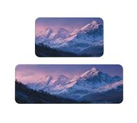 Woshuwo Set di 2 tappeti da cucina con montagne e foreste maestose, antiscivolo, tappetino, tappeto, lavanderia, cucina, arredamento