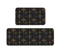 Woshuwo Set di 2 tappeti da cucina con motivo Mardi Gras, antiscivolo, tappeto, tappeto, lavanderia, cucina, arredamento