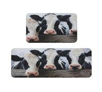 Woshuwo Set di 2 tappeti da cucina vintage con tre mucche da latte, antiscivolo, zerbino, tappeto, lavanderia, cucina, decorazione