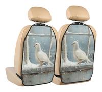 Woshuwo Set di 2 tappetini protettivi per il retro del sedile dell'auto, con colomba bianca vintage sul davanzale, con tasche portaoggetti per proteggere i veicoli da sporco, fango e graffi