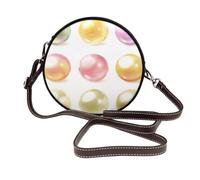 Woshuwo Set di borse a tracolla rotonde da donna con perle color pastello in pelle
