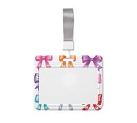 Woshuwo Set di porta badge scorrevole in plastica rigida con fiocchi ad acquerello, per infermieri e ufficio, colore: rosso, rosa, verde