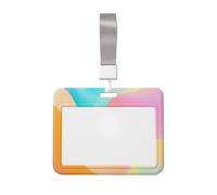 Woshuwo Sfondo astratto gradiente di colore retrò scorrevole ID porta badge in plastica dura custodia per carte di lavoro nome Tag Protector per infermieri ufficio