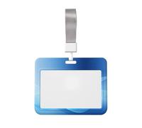 Woshuwo Sfondo blu con linee ondulate scorrevole porta badge identificativo in plastica dura porta carte di lavoro porta nome tag protezione per infermieri ufficio