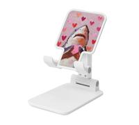 Woshuwo Shark Holding A Pink Heart Supporto per cellulare pieghevole ad angolo regolabile in altezza Supporto per cellulare portatile da tavolo compatibile con tutti gli smartphone bianco
