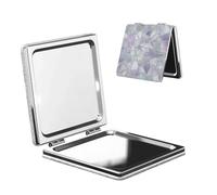 Woshuwo Shattered Mirror Ice Texture Travel Makeup Mirror Double Sided PU Leather Portable Compact Pocket Magnifying Mirrors