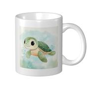 Woshuwo Simpatica tazza in ceramica a forma di tartaruga marina, elegante tazza da caffè tee, tazza per acqua per casa e ufficio, 325 ml