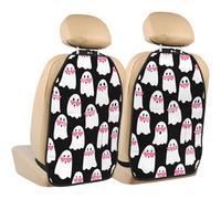 Woshuwo Simpatici fantasmi con occhiali rosa a forma di cuore per proteggere il sedile posteriore dell'auto, confezione da 2 tappetini con tasche portaoggetti per proteggere i veicoli da sporco e