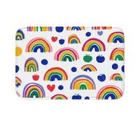 Woshuwo Simpatici tappetini colorati con cartoni animati arcobaleno, antiscivolo, per interni ed esterni, per casa colonica, 40 x 60 cm