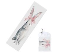 Woshuwo Simpatico coniglietto con un fiocco rosa asciugamani rinfrescanti per collo e viso 101,6 x 30,5 cm fresco sudore stracci morbido traspirante freddo asciugamano per sport yoga golf palestra