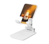 Woshuwo Simpatico fantasma bianco con un alone luminoso pieghevole supporto per telefono cellulare ad angolo regolabile altezza desktop portatile culla cellulare compatibile con tutti gli smartphone