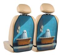 Woshuwo Simpatico fantasma nella vasca da bagno, protezioni per il retro del sedile dell'auto, confezione da 2 tappetini con tasche portaoggetti per proteggere i veicoli da sporco, fango e graffi