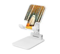 Woshuwo Simpatico fantasma zucca nella foresta betulle supporto per cellulare pieghevole angolo regolabile altezza desktop portatile cellulare culla compatibile con tutti gli smartphone bianco
