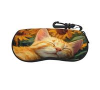 Woshuwo Simpatico gatto arancione nel campo di girasole custodia per occhiali da sole portatile custodia per occhiali da sole luce borsa per occhiali da vista
