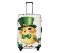 Woshuwo Simpatico uccello felice che indossa un leprechaun verde cappello a cilindro elastico da viaggio, antipolvere, antigraffio, protezione per valigia, adatto per 56-61 cm
