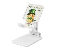 Woshuwo Simpatico uccello felice che indossa un leprechaun verde cappello a cilindro pieghevole supporto per telefono cellulare regolabile in altezza da scrivania portatile culla per cellulare