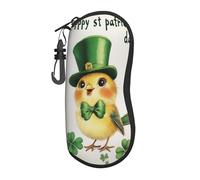 Woshuwo Simpatico uccello felice che indossa un leprechaun verde cappello a cilindro portatile custodia per occhiali da sole luce borsa per occhiali da sole