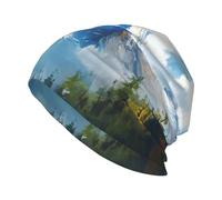 Woshuwo Snow-Capped Mountain Impressionismo Paesaggio Beanie Cappello Unisex Berretto lavorato a maglia Caldo Slouchy Skull Cap Nero