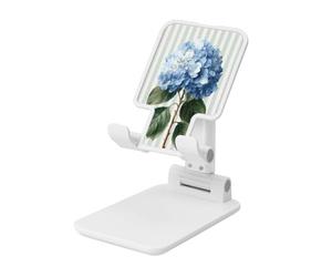 Woshuwo Soft Blue Hydrangea Blooms Green Leaves Supporto pieghevole per telefono cellulare ad angolo regolabile in altezza Supporto per cellulare portatile da tavolo compatibile con tutti gli