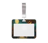 Woshuwo Spaventapasseri con testa di zucca scorrevole porta badge identificativo in plastica dura custodia per biglietti da lavoro per infermieri ufficio