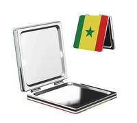 Woshuwo Specchio cosmetico da viaggio con bandiera del Senegal, doppio lato, in pelle PU, portatile, compatto, tascabile, con ingrandimento