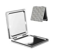 Woshuwo Specchio da trucco da viaggio con texture di carta a doppia faccia in pelle PU portatile compatto tascabile specchio ingranditore