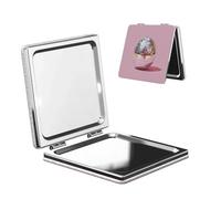 Woshuwo Specchio da viaggio a forma di uovo di Pasqua a forma di palla da discoteca specchio da trucco a doppia faccia in pelle PU portatile compatto tascabile specchi ingrand
