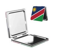 Woshuwo Specchio da viaggio con bandiera della Namibia, specchio da viaggio a doppia faccia in pelle PU portatile compatto con ingrandimento tascabile