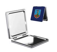 Woshuwo Specchio da viaggio con bandiera delle isole di Montserrat specchio da trucco double-face in pelle PU portatile compatto tascabile specchio ingranditore