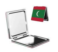Woshuwo Specchio da viaggio con bandiera delle Maldive specchio da trucco a doppia faccia in pelle PU portatile compatto tascabile specchio ingranditore