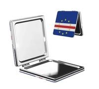 Woshuwo Specchio da viaggio con bandiera di Capo Verde, doppio lato, in pelle PU, portatile, compatto, tascabile, con ingrandimento
