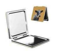 Woshuwo Specchio da viaggio per il trucco, a doppia faccia, in pelle PU, portatile, compatto, tascabile, con ingrandimento