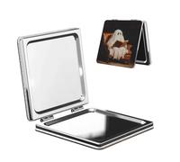 Woshuwo Specchio da viaggio per il trucco da viaggio con foglio bianco fantasma lettura vecchio libro specchio a doppia faccia in pelle PU portatile compatto tascabile specchio ingranditore