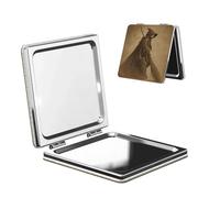 Woshuwo Specchio da viaggio vintage con specchio da trucco a doppia faccia in pelle PU portatile compatto tascabile specchio ingranditore