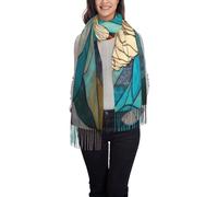 Woshuwo Stained Glass Corgi Dog Donne Sciarpa Nappa Sciarpa Scialle Caldo Signore Frange Scialle Avvolge