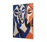 Woshuwo Stampa artistica da parete astratta con tre belle donne geometriche minimaliste, stampa estetica per dormitorio, camera da letto, soggiorno, 30 x 45 cm con cornice