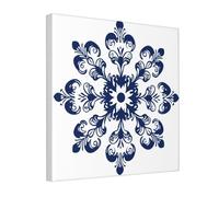 Woshuwo Stampa artistica da parete su tela con fiocco di neve blu scuro stampa estetica pittura per dormitorio camera da letto soggiorno, 30 x 30 cm incorniciato