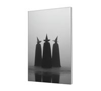 Woshuwo Stampa artistica da parete su tela con tre streghe in piedi nella nebbia, stampa estetica per dormitorio, camera da letto, soggiorno, 30 x 45 cm, con cornice