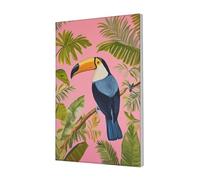 Woshuwo Stampa artistica da parete su tela con uccellino tropicale blu nero tucano stampa estetica pittura per dormitorio camera da letto soggiorno, 30 x 45 cm con cornice