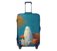 Woshuwo Street Bench White Ghost Holding Flowers - Copertura elastica per valigie da viaggio, antipolvere, antigraffio, adatta per valigie da 56-61 cm