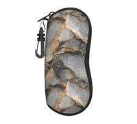 Woshuwo Struttura di marmo dell'oro con le vene grigie portatile della cassa di occhiali da sole della borsa degli occhiali da sole della