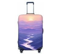 Woshuwo Sunrise Over Layered Purple Blue Mountains - Copribagagli da viaggio elastico, antipolvere, antigraffio, adatto per valigie da 56-61 cm