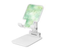 Woshuwo Supporto per cellulare pieghevole ad acquerello verde pastello morbido ad angolo regolabile in altezza da tavolo portatile per cellulare compatibile con tutti gli smartphone bianco