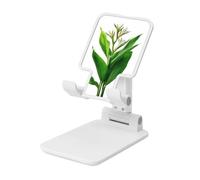 Woshuwo Supporto per cellulare pieghevole con fiore tropicale verde su sfondo bianco, angolo regolabile, altezza regolabile, supporto per cellulare da tavolo, portatile, compatibile con tutti gli