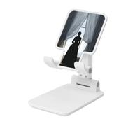 Woshuwo Supporto pieghevole per telefono cellulare con vestito nero da donna vicino alla finestra ad angolo regolabile altezza desktop portatile cellulare culla compatibile con tutti gli smartphone