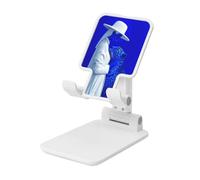 Woshuwo Surreal Deep Blue Woman and Leopard Supporto per cellulare pieghevole ad angolo regolabile in altezza da scrivania portatile per cellulare compatibile con tutti gli smartphone bianco