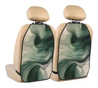 Woshuwo Swirling Mass of Dark Green Light Grey Car Seat Back Kick Protectors, confezione da 2 tappetini con tasche portaoggetti per i veicoli per proteggere da sporco, fango graffi