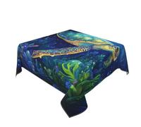 Woshuwo Tartaruga marina nuoto stravagante oceano arte tovaglia lavabile tavolo da pranzo copritavolo decorativo per cucina 152,4 x 152,4 cm