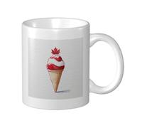 Woshuwo Tazza in ceramica a forma di cono gelato con foglia d'acero rossa sulla parte superiore, elegante tazza da caffè Tee Drinkware per casa e ufficio, 325 ml
